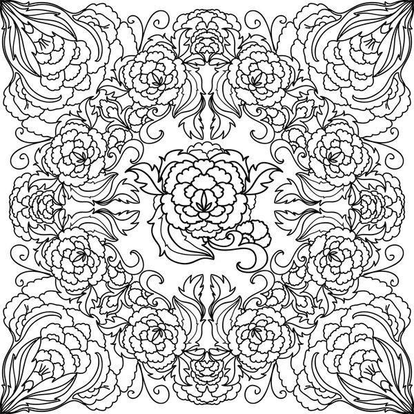 Peony Seamless Coloring Page — Stock Photo, Image