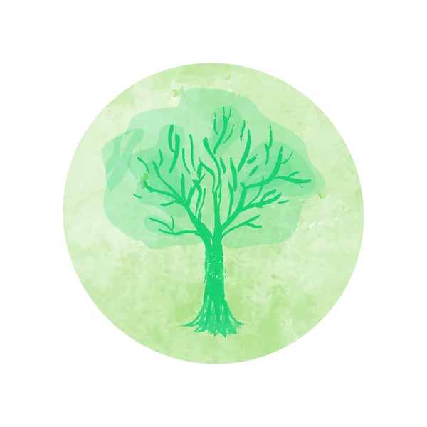Aquarell Baum Logo ökologische Zeichen Symbol — Stockfoto