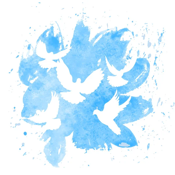 水彩的鸽子徽标豌豆签署孤立的符号 — 图库照片