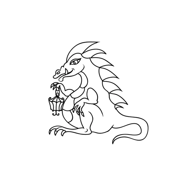 Crianças colorir página dragão — Fotografia de Stock