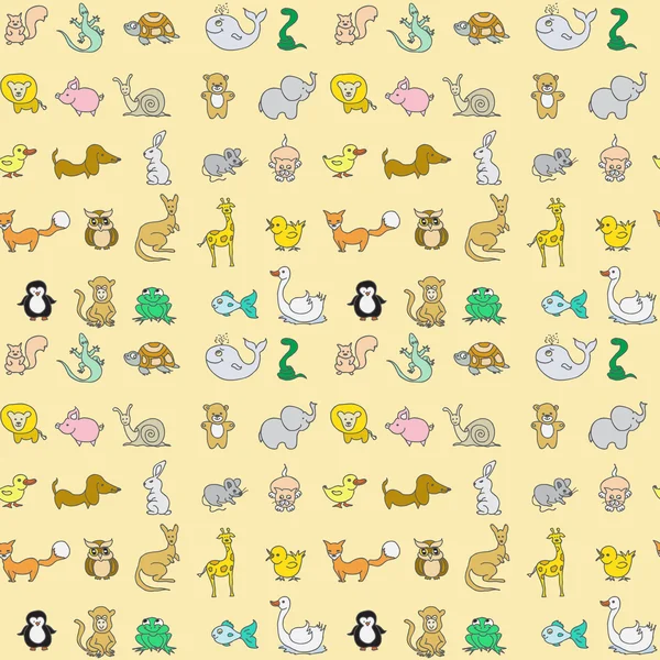 Baby animals  seamless pattern — Stock Photo, Image