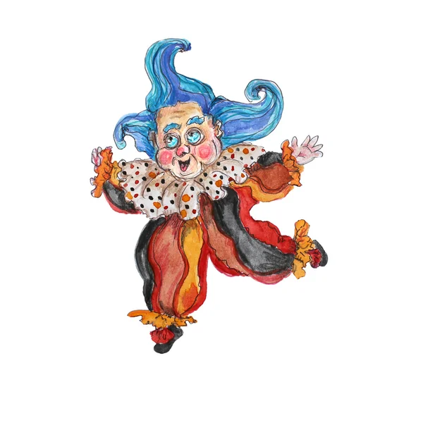 水彩手绘制孤立的小丑 — 图库照片