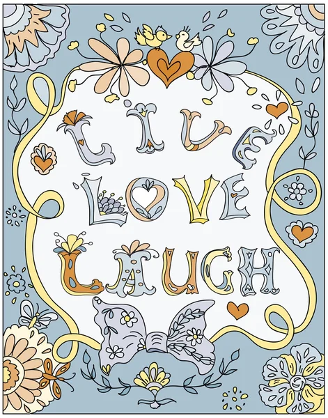 Cartel floral multicolor decorativo amor vivo risa — Foto de Stock