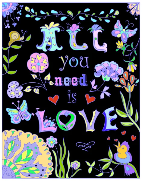 Dekoratív minden ön szükség, szerelem színes plakát — Stock Fotó