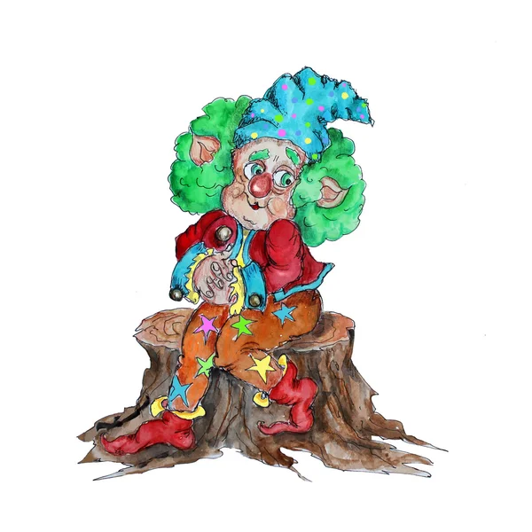 Humour Gnome aquarelle isolé personnage de dessin animé sur blanc — Photo