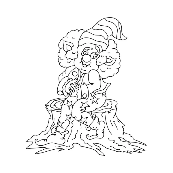 Happy Gnome kids coloring page — Stock Photo, Image