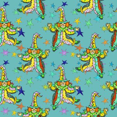 Palyaço ve yıldız Dikişsiz renkli desen