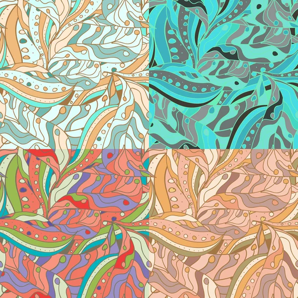 Floral abstracto oriental patrones sin costura conjunto — Archivo Imágenes Vectoriales