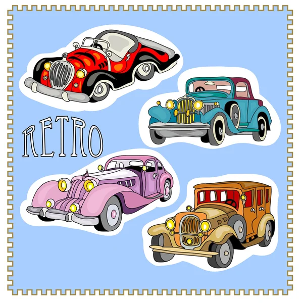 Retro vintage cars stickers set — Stock Photo, Image