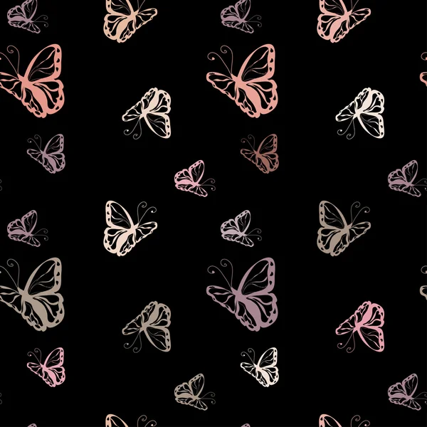 Vlinder monochroom naadloze patroon — Stockfoto