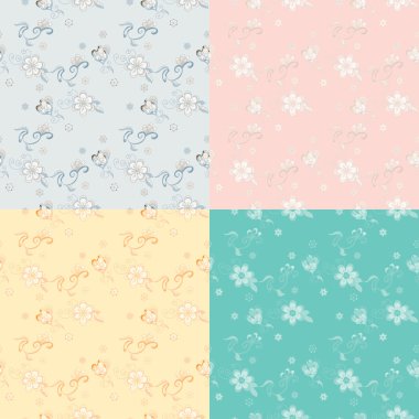 Dikişsiz çiçek desenleri kümesi