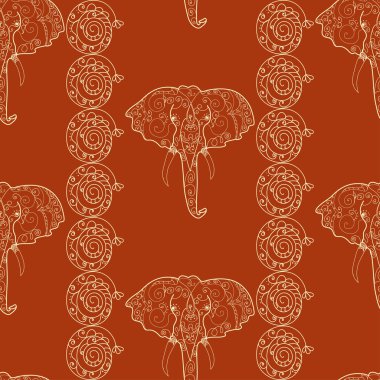 Etnik filler kafaları Dikişsiz tek renkli dekoratif desen