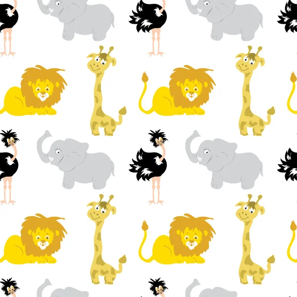 非洲动物宝宝动物无缝模式 — 图库矢量图片