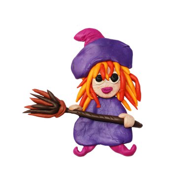 Hamuru küçük Halloween cadı heykel izole