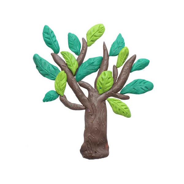 Plastilina gröna träd skulptur isolerade — Stockfoto