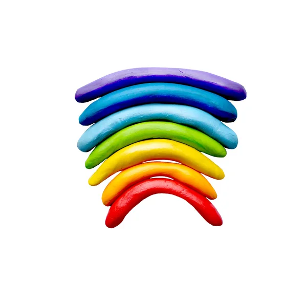 Plasticine  colorful rainbow sculpture isolated on white — Stock Photo, Image