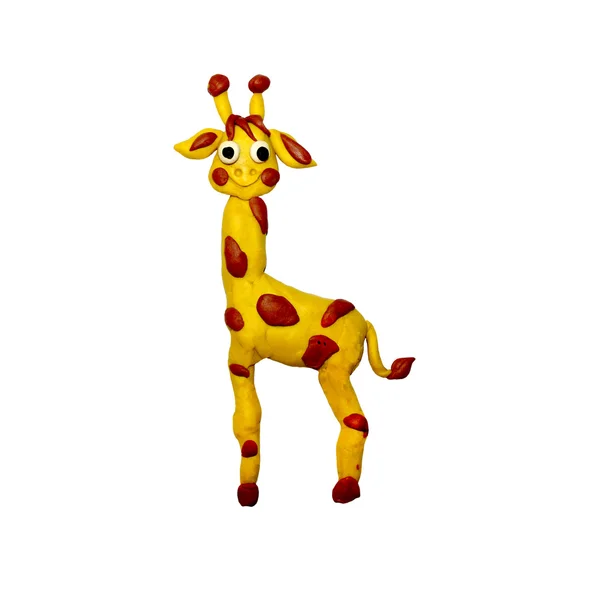 Plasticine  baby giraffe sculpture isolated on white — Stock Photo, Image