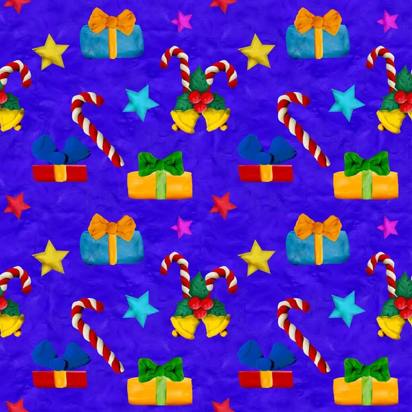 Plastilina Inconsútil Navidad Vacaciones Patrón Inconsútil Colorido — Foto de Stock