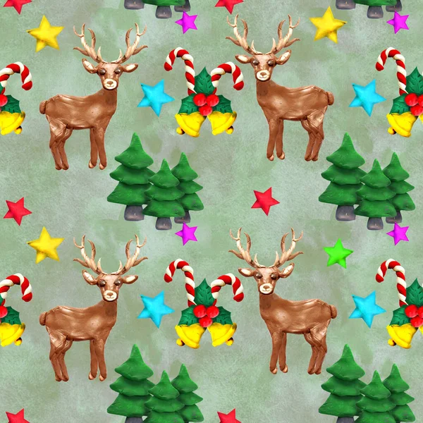 Knetmasse Nahtlosen Weihnachtsurlaub Bunte Nahtlose Muster — Stockfoto