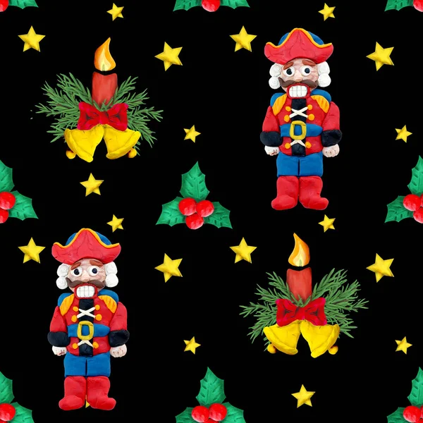 Plastilina Inconsútil Navidad Vacaciones Patrón Inconsútil Colorido —  Fotos de Stock