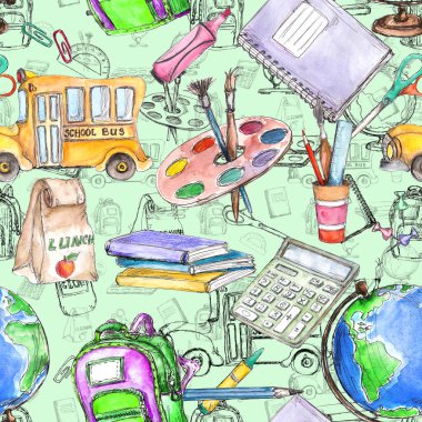 Suluboya şirin, eski tarz, dikişsiz desenli. 