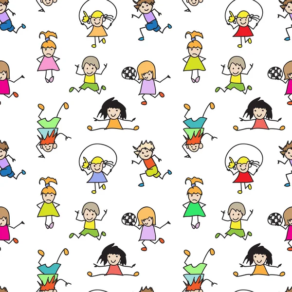 Color Kids Doodles seamless Pattern — Stock Photo, Image