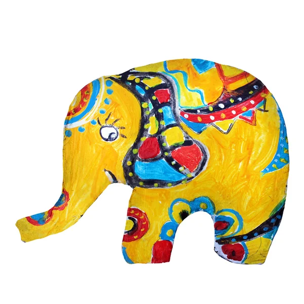 Brinquedo de elefante de madeira pintado — Fotografia de Stock