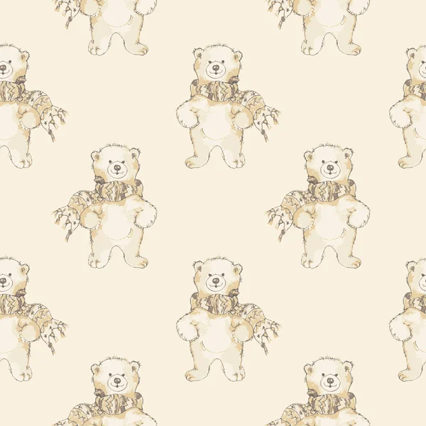 Бесшовный рисунок белого медведя акварелью — стоковое фото