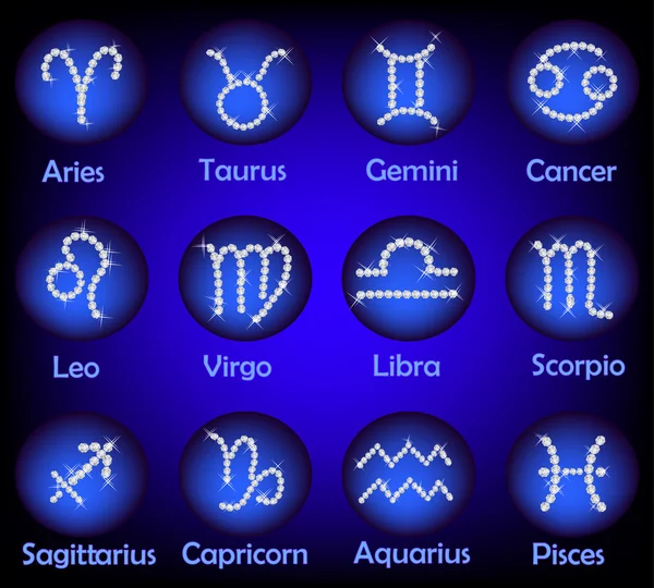 Horoskop drahokamy známky sada — Stock fotografie