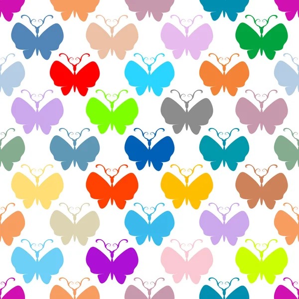 Многоцветные силуэты бабочки бесшовный рисунок — стоковое фото