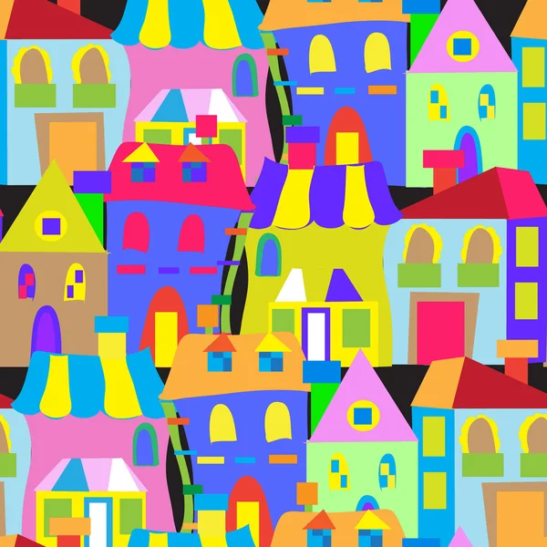 Houses doodles seamless pattern — Stock Photo, Image