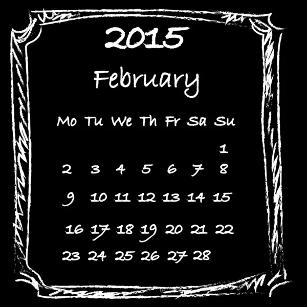 Calendário 2015 Fevereiro — Fotografia de Stock