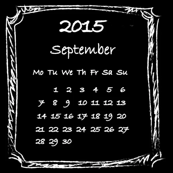 Calendário 2015 setembro — Fotografia de Stock