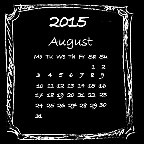 Calendario 2015 agosto — Foto Stock