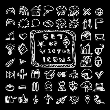 Tebeşir vektör kümesi simgeleri doodles
