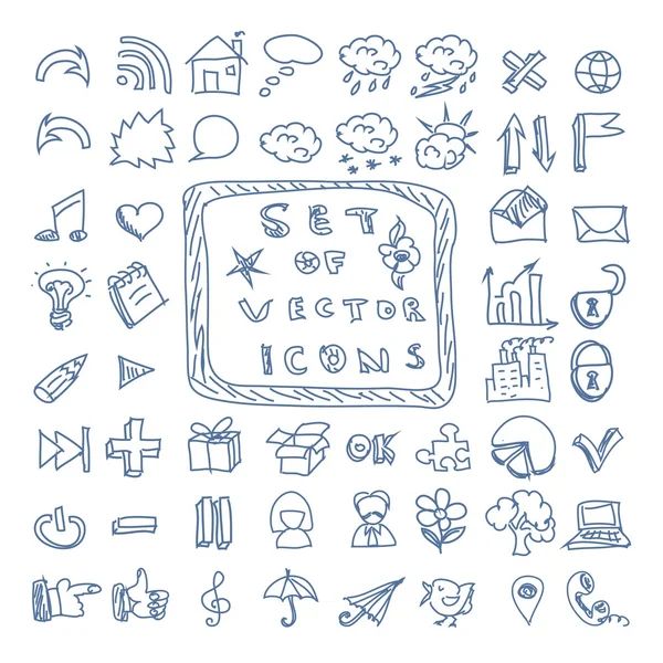 Set van vector doodles pictogrammen — Stockvector
