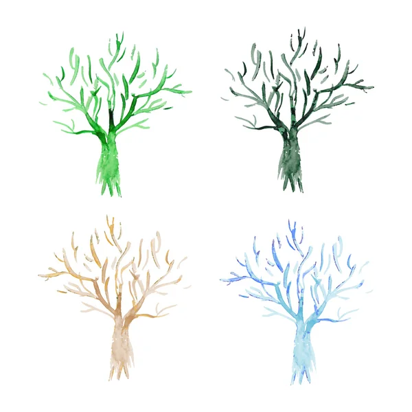 Set of Watercolor  trees icons — Stock Photo, Image