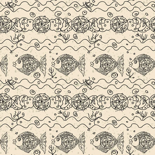 Monochrome fish Seamless Pattern — Stock Photo, Image