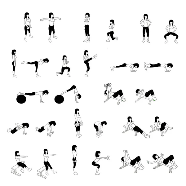 Fitness Exercises Set — Stock Photo, Image