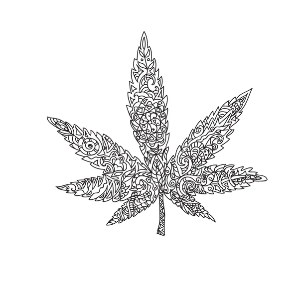 Cannabis leaf zentangle — Stockfoto