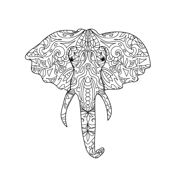 Cabeza de elefante zentangle — Foto de Stock