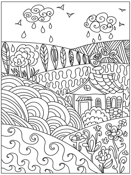 Krajobraz zentangle — Zdjęcie stockowe