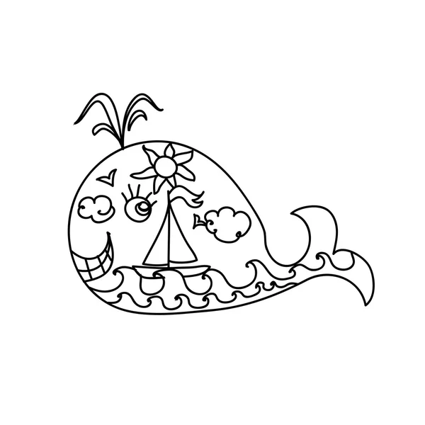 Whale children coloring page — Stock Photo, Image