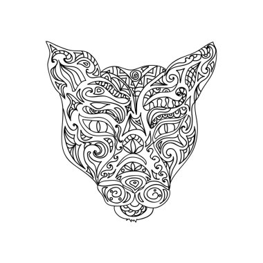 Vahşi kedi baş zentangle