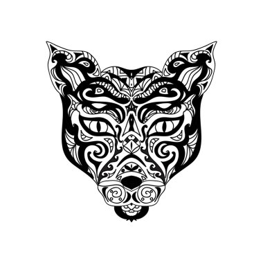 Vahşi kedi baş zentangle