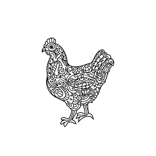 Tavuk zentangle boyama sayfası — Stok fotoğraf