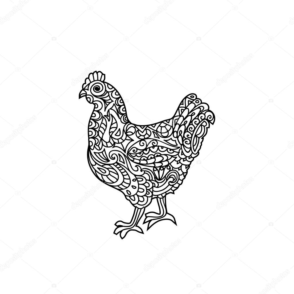 de poule zentangle — Coloriage de poule zentangle —