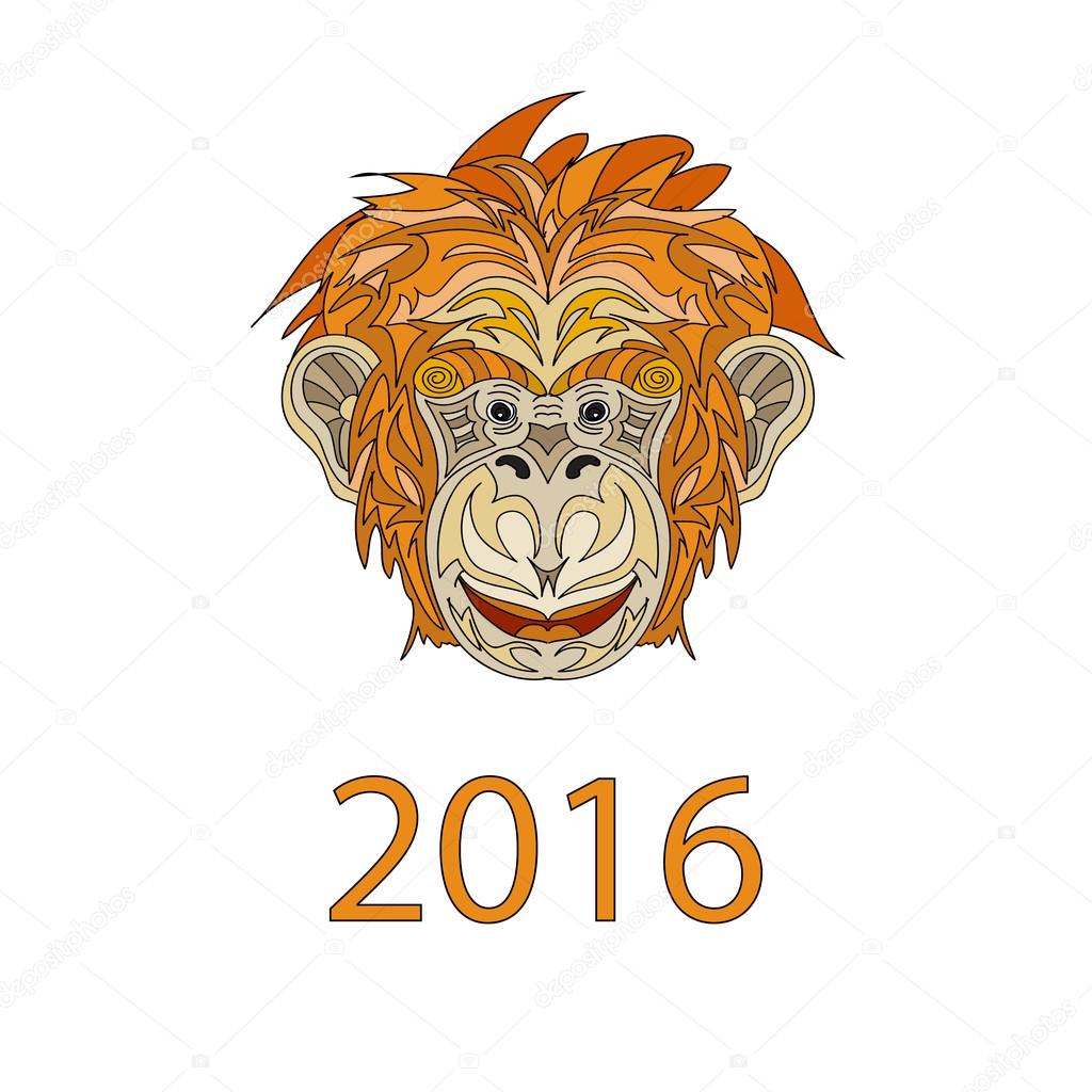 Fair Monkey 2016 New Year Symbol Cartoon Стоковая Иллюстрация.