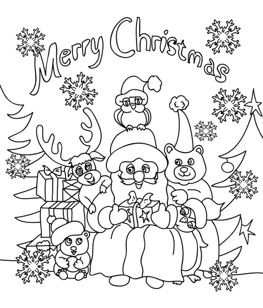 Boże Narodzenie kolorowanki kartkę z życzeniami na białym tle — Zdjęcie stockowe