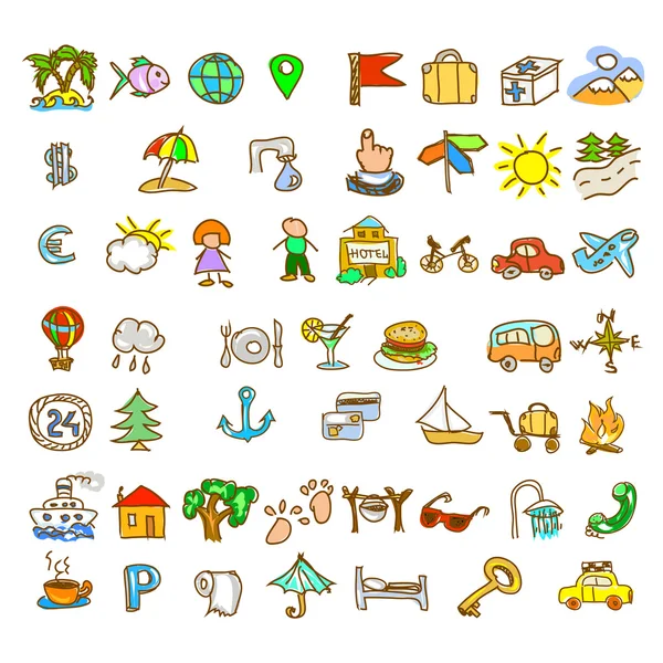 Set of travel vector doodles icons — Stock Photo, Image